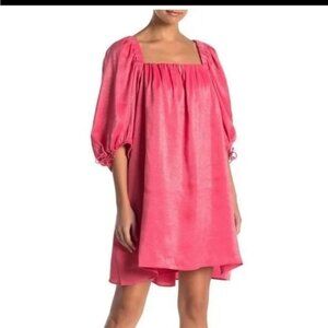 Free People coral shimmer off shoulder dress size M.